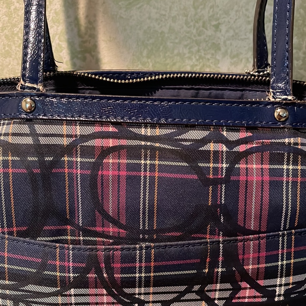 Vintage Coach Tartan Purple/Blue Plaid Shoulder Purse - Picture 8 of 9